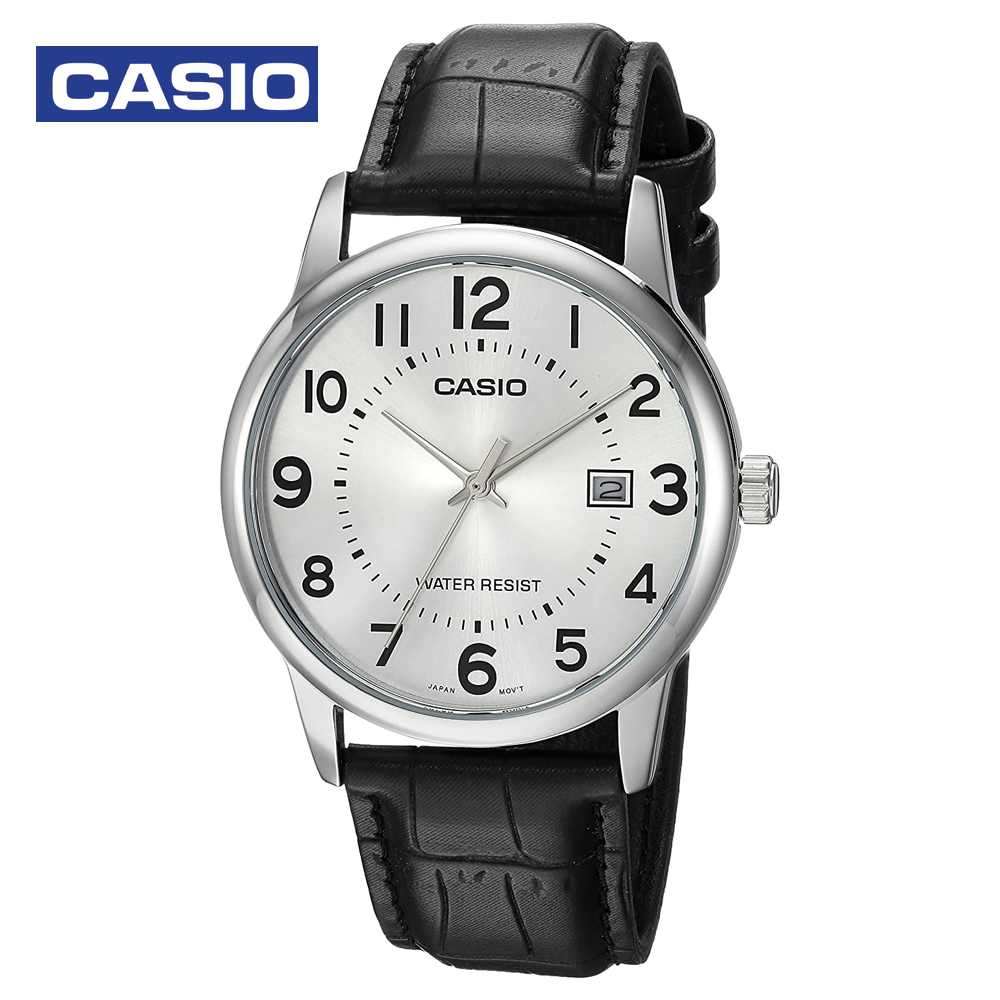 Casio MTP-V002L-7BUDF Mens Analog Watch Black and Silver