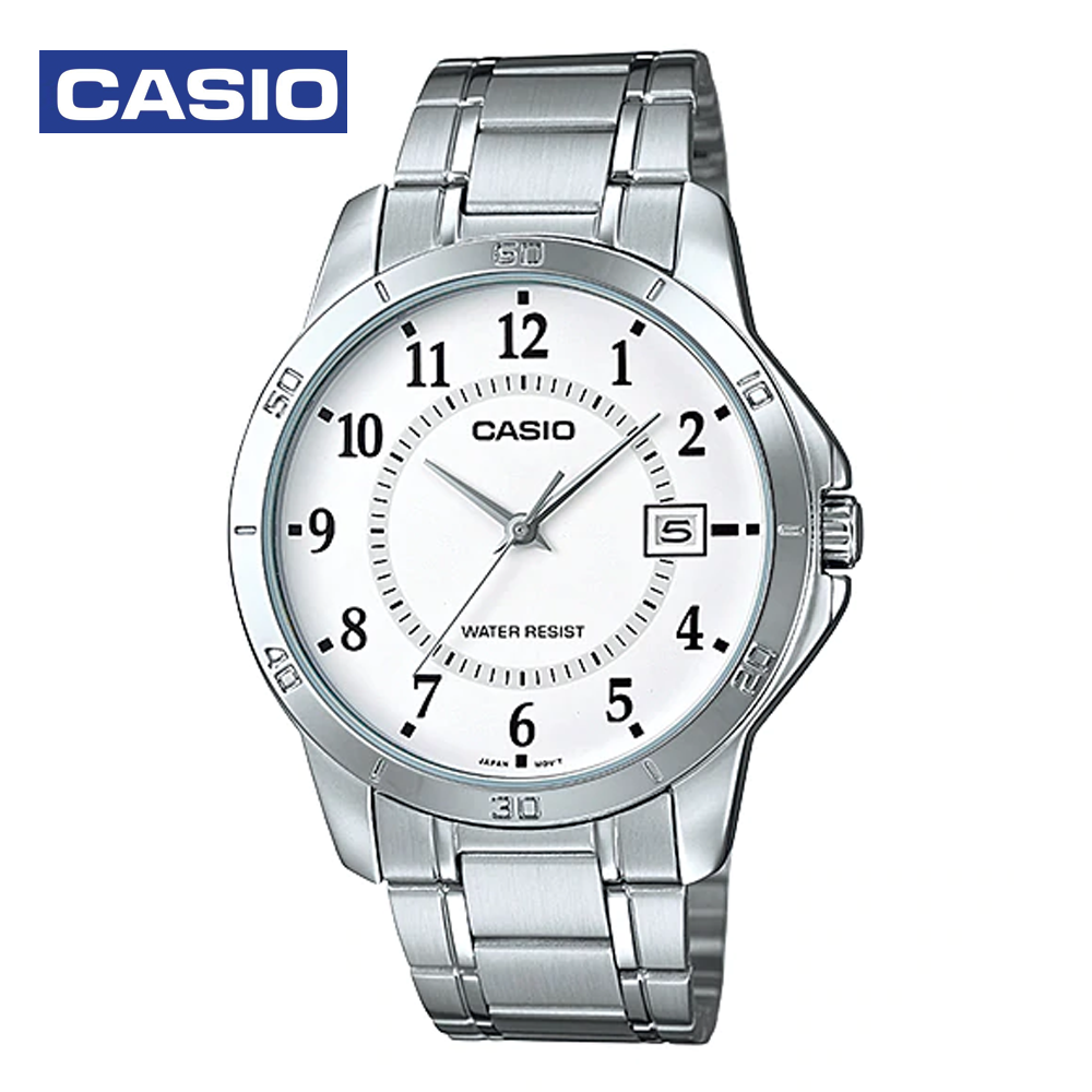 Casio MTP-V004D-7BUDF Mens Analog Watch White and Silver