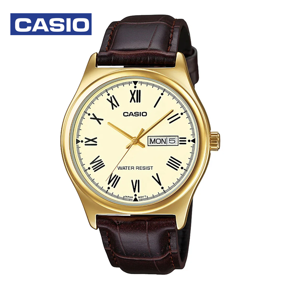 Casio MTP-V006GL-9BUDF Mens Analog Watch Brown and Gold