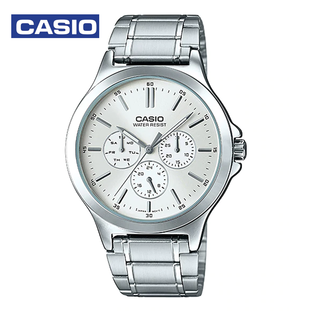 Casio MTP-V300D-7ADF Mens Analog Watch White and Silver