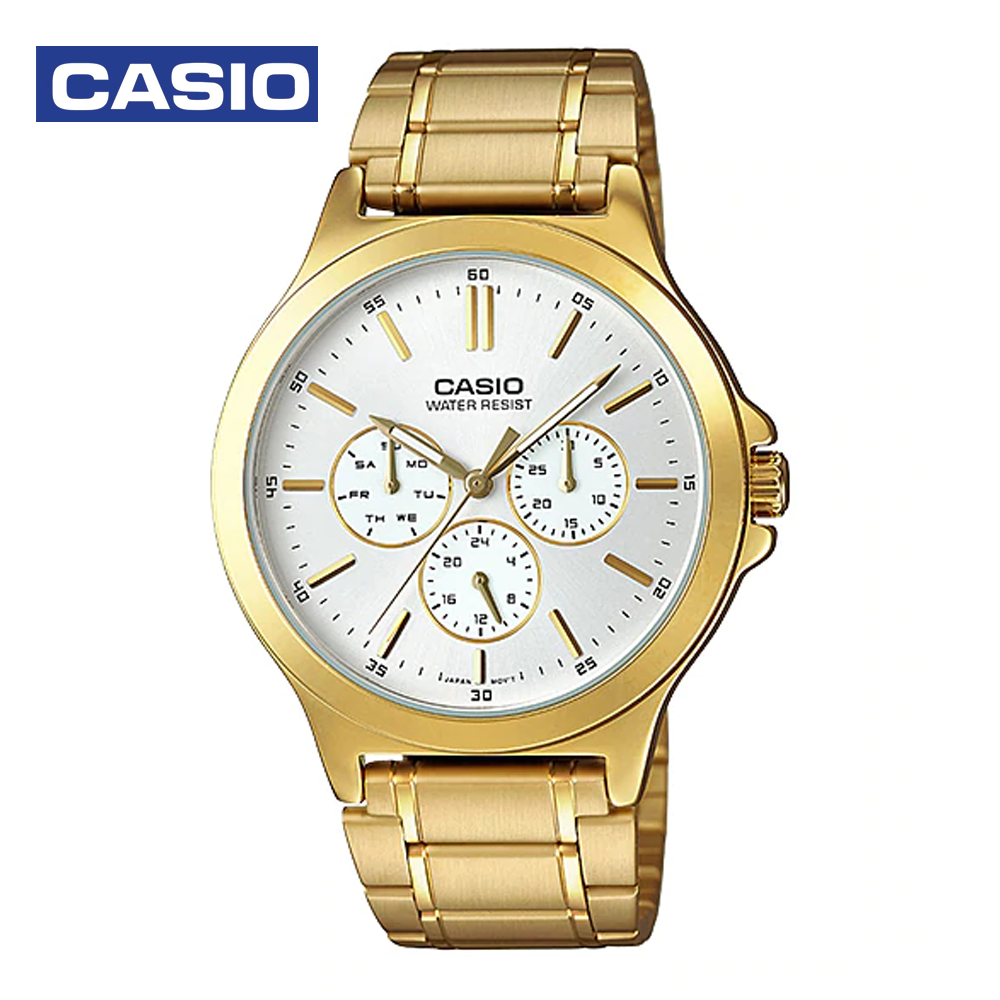Casio MTP-V300G-7ADF Mens Analog Watch White and Gold