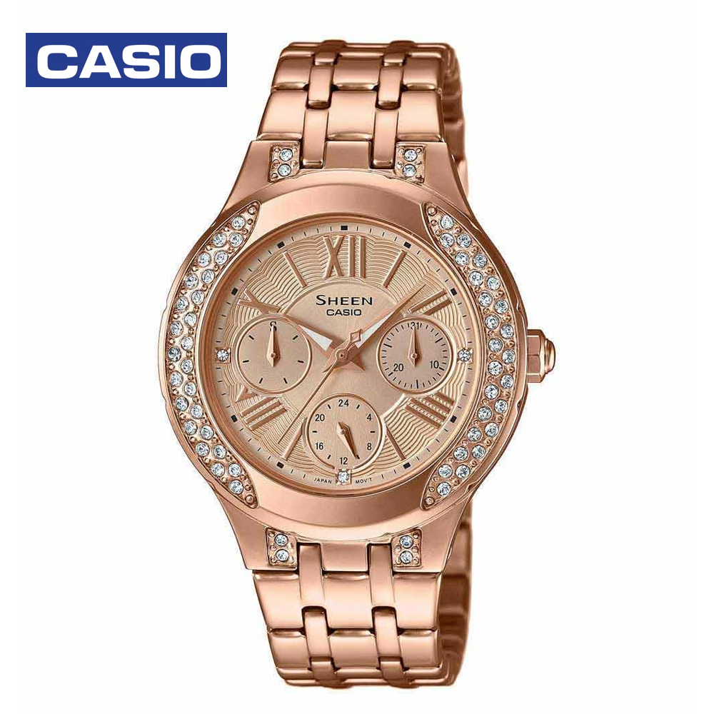 Casio Sheen SHE3809PG-9AUDR Womens Analog Watch Rosegold