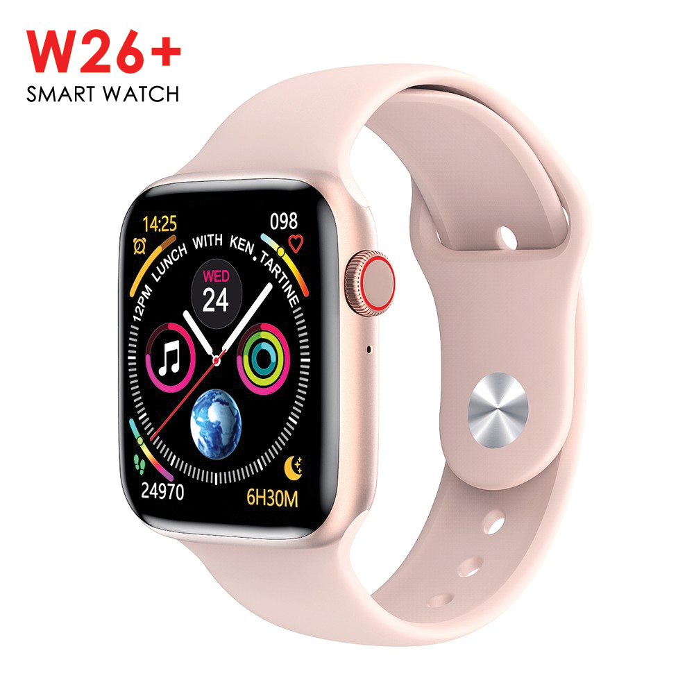 W26+ Smart Watch with IP68 Waterproof and Heart Rate Blood Pressure Monitor - Pink