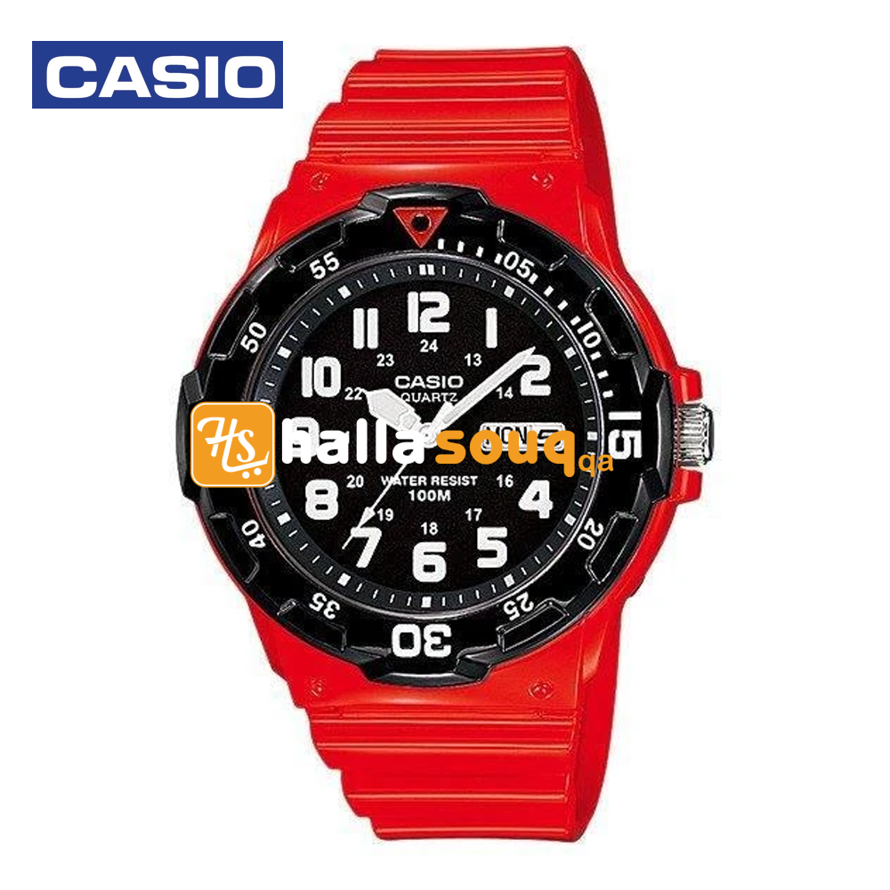 Casio MRW-200HC-4BVDF Mens Analog Watch Red and Black
