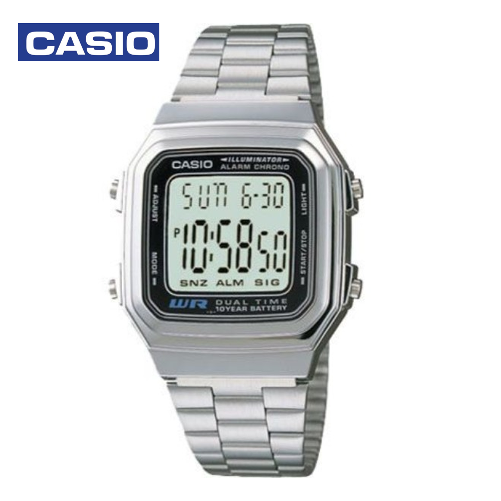Casio A-178WA-1DF Mens Casual Digital Watch Silver