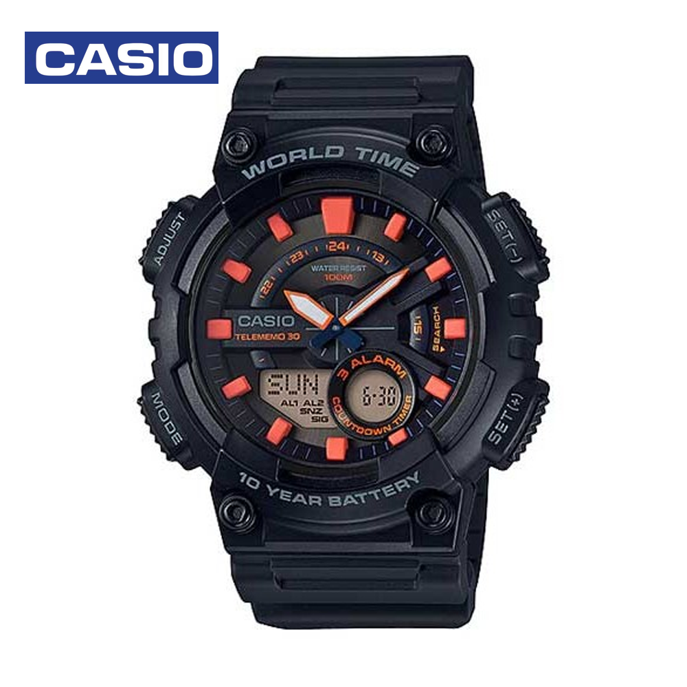 Casio AEQ-110W-1A2VDF Mens Casual Analog and Digital Watch Black