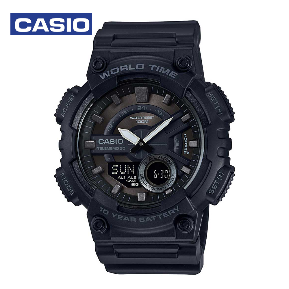Casio AEQ-110W-1BVDF Mens Sports Analog and Digital Watch Black