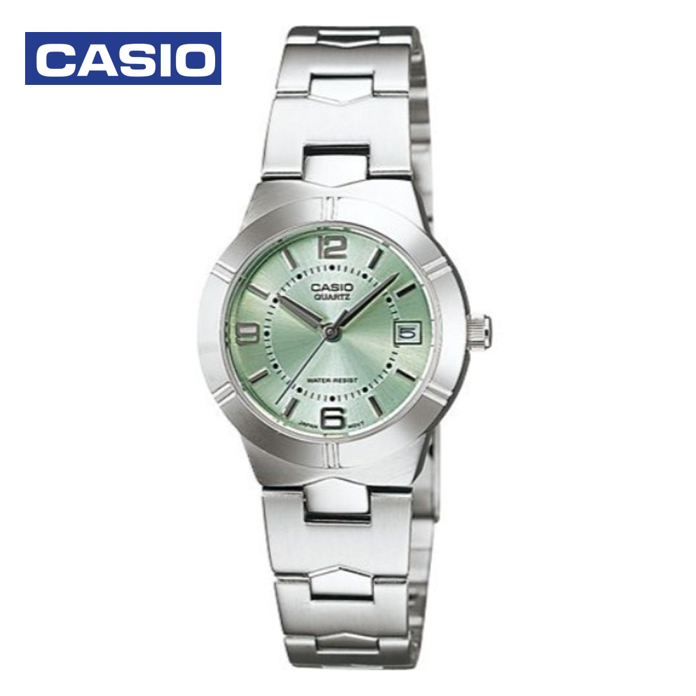 Casio LTP-1241D-3ADF Womens Analog Watch Green and Silver