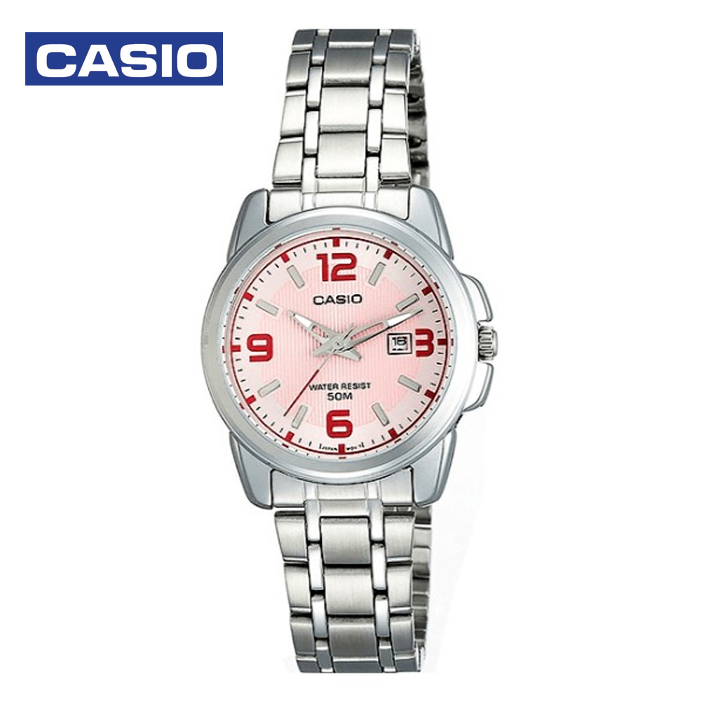 Casio LTP-1314D-5ADF Womens Analog Watch Silver and Pink