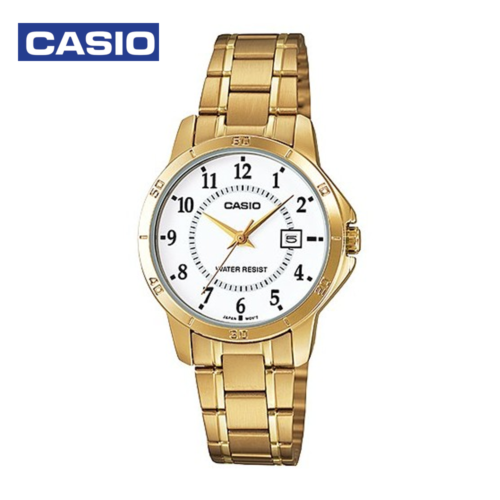 Casio LTP-V004G-7BVDF Womens Analog Watch Gold and White