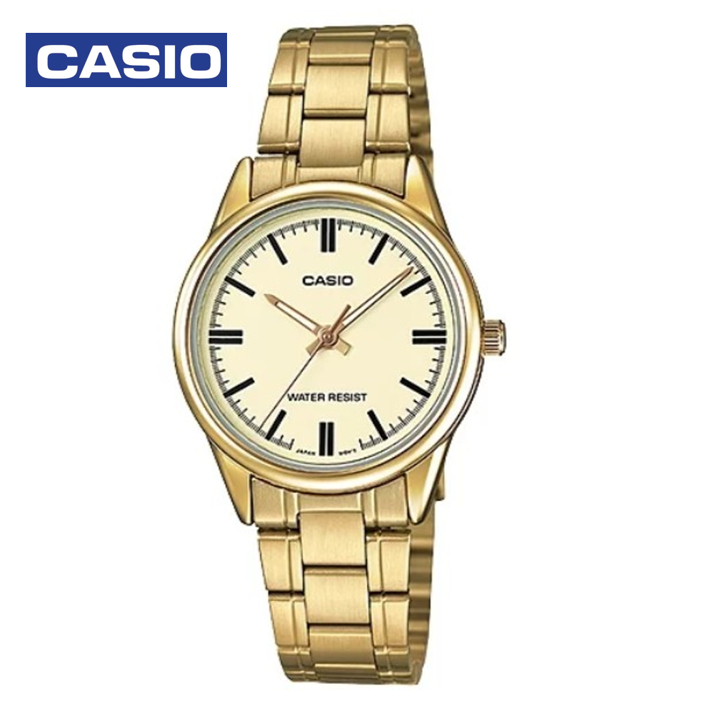Casio LTP-V005G-9BVUDF Womens Analog Watch Gold and Beige