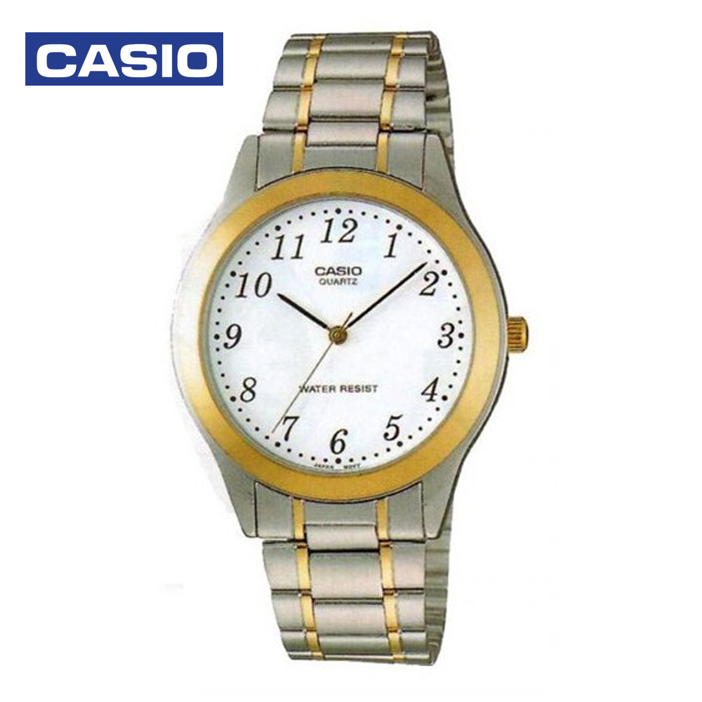 Casio MTP-1128G-7BDF Mens Analog Watch White and Silver