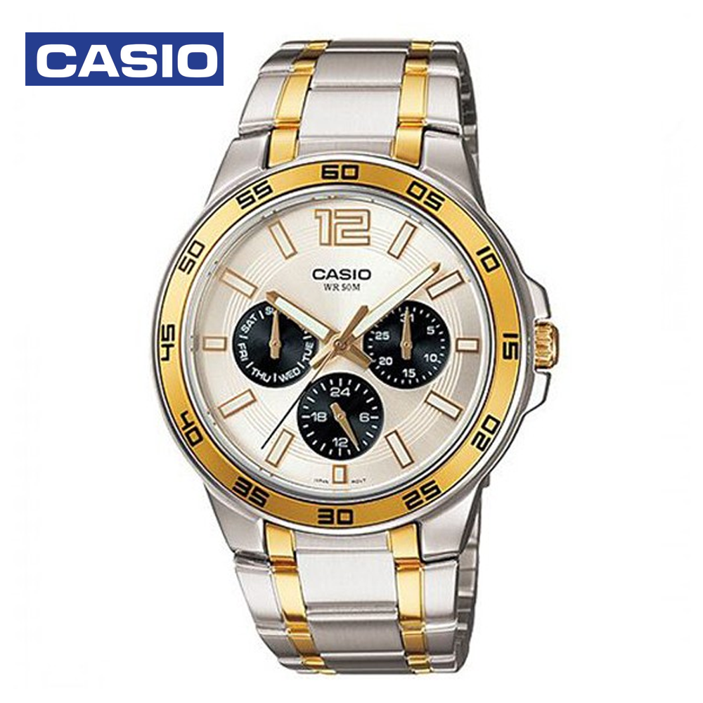 Casio MTP-1300SG-7ADGF Mens Analog Watch Silver and Gold