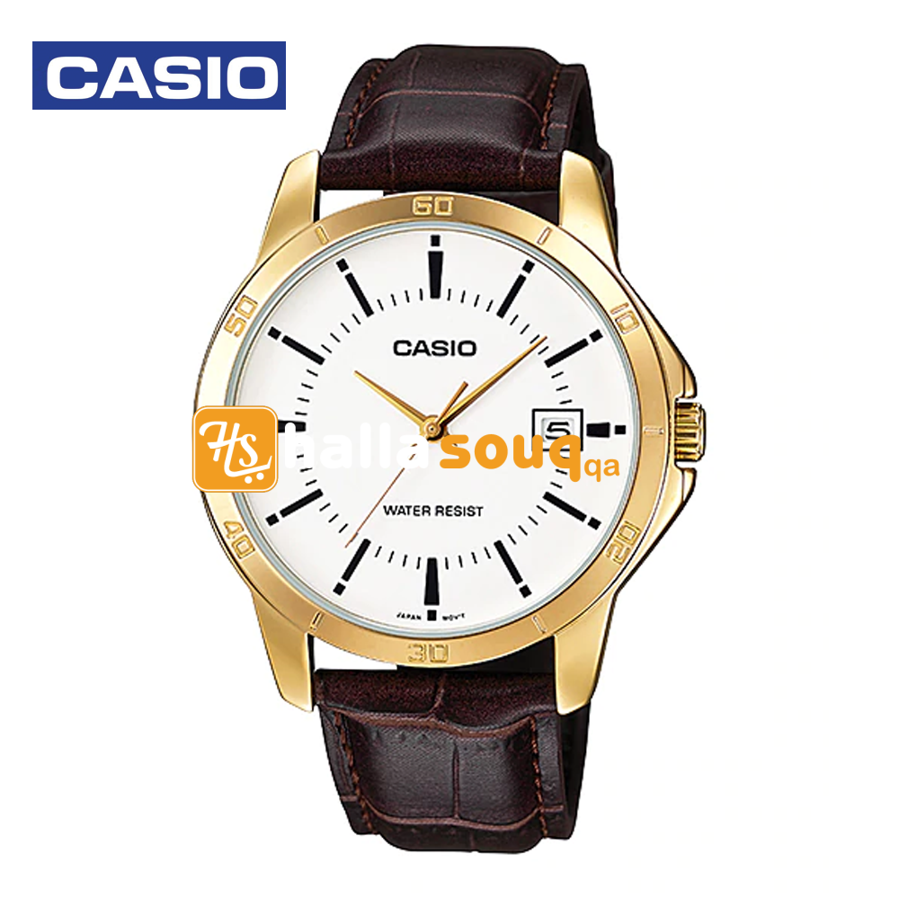 Casio MTP-V004GL-7ADF Mens Analog Watch White and Brown