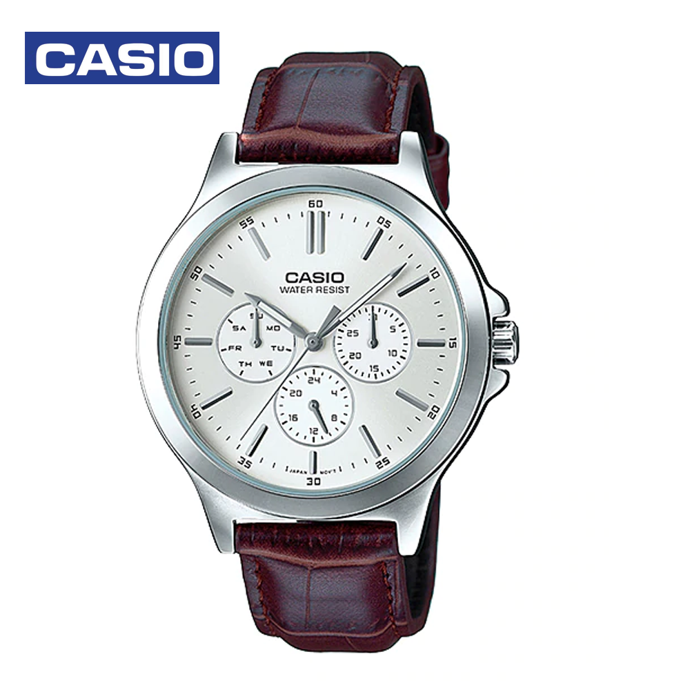 Casio MTP-V300L-7AUDF Mens Analog Watch White and Brown
