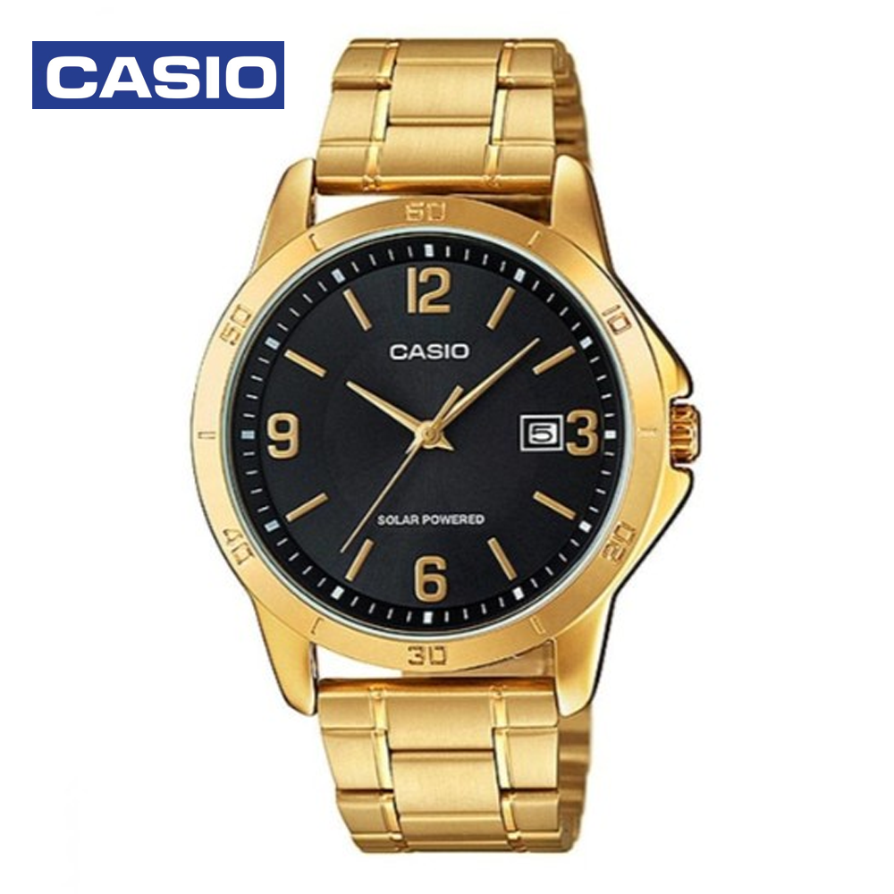 Casio MTP-VS02G-1AVDF Mens Analog Watch Black and Gold
