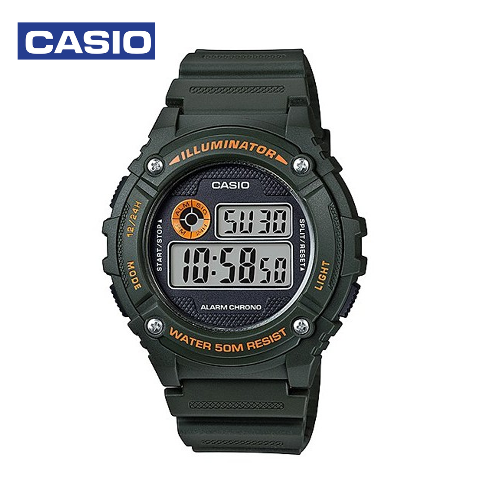 Casio W-216H-3BVDF Mens Sports Watch Green