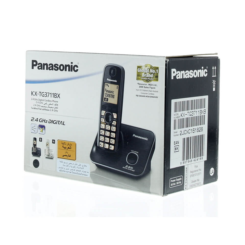 Panasonic KX-TG3711 Cordless Phone with Caller ID - Black