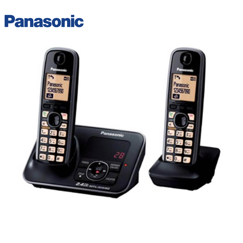 Panasonic KX-TG3722 Cordless Phone with Dual Handsets - Black