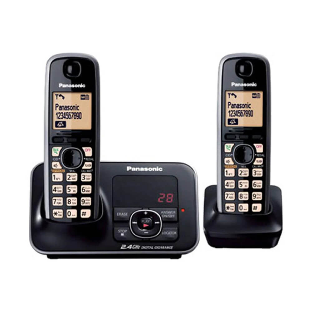Panasonic KX-TG3722 Cordless Phone with Dual Handsets - Black