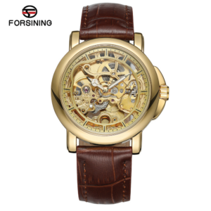 Forsining FRS 204 Automatic Mechanical Mens Fashion Watch Gold Brown