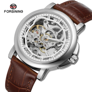 Forsining FRS 204 Automatic Mechanical Mens Fashion Watch Silver Brown