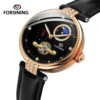 Forsining FRS 8211 Womens Automatic Watches With Moon Phase & Leather Band Rose gold Black