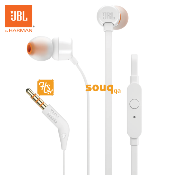 JBL T110 In-Ear Headphones with Mic - White