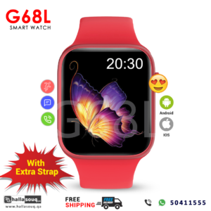 G68L Smart Watch With Heart Rate Tracker and Blood oxygen monitor - Red