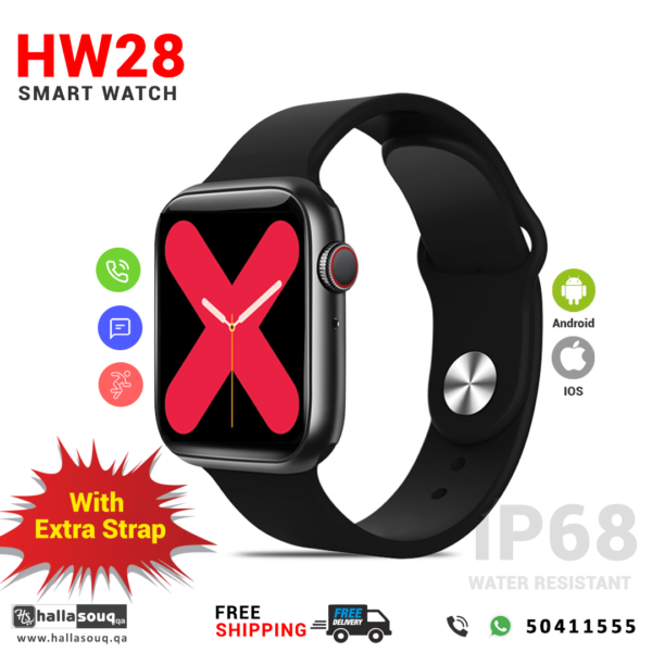 HW28 Smart Watch With Fitness Tracker and GPS Navigation - Black