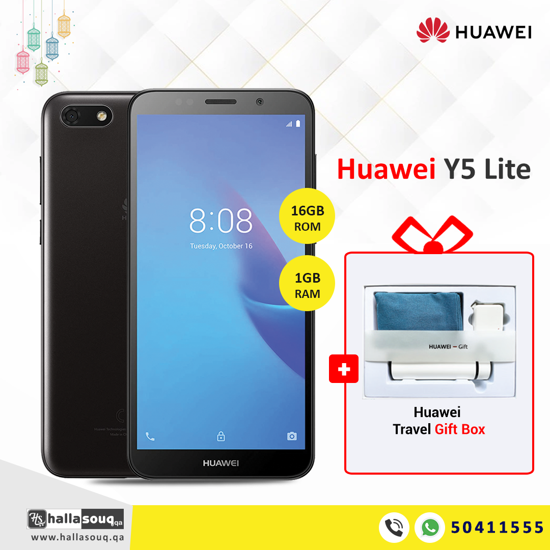 Huawei Y5 Lite (1GB RAM, 16GB Storage), 3020mAh Battery, 8MP, 5MP Camera, 5.45" FullView Display-Black Feather