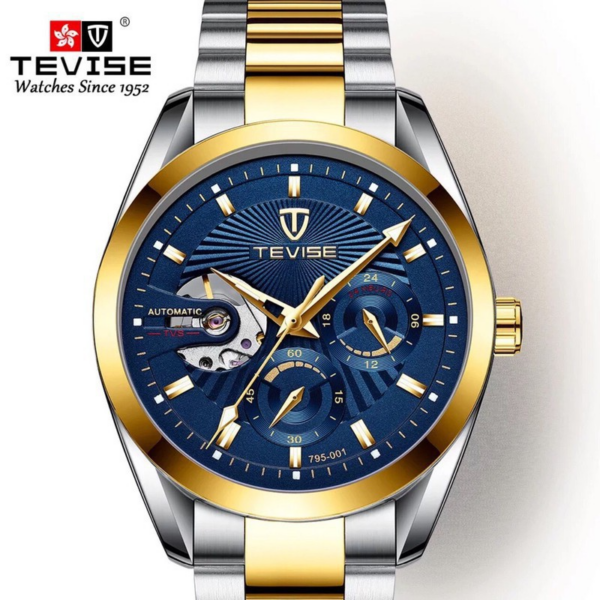 Tevise T795-002 Automatic Mechanical  Stainless steel Watch - Two Tone Blue