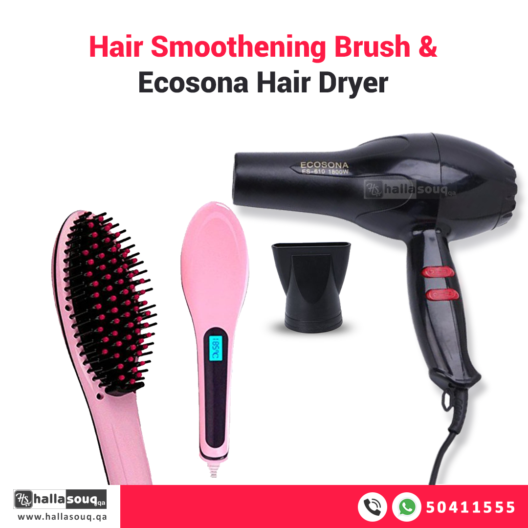 Ecosona ES-610 Hair Dryer & HQ-906 Ceramic Hair Smoothening  Brush 2 IN 1 COMBO