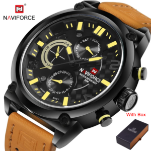 NAVIFORCE NF 9068 Fashion Leather Men's Quartz Wrist Watch - Brown