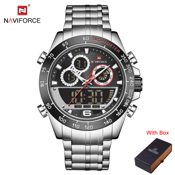 NAVIFORCE NF 9188 Sports Stainless Steel Man Wristwatch - Silver Black