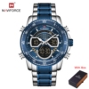 NAVIFORCE NF 9189 Sport Dual Display Analog Man Wristwatch - Blue Silver