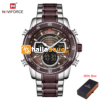 NAVIFORCE NF 9189 Sport Dual Display Analog Man Wristwatch - Coffee Silver
