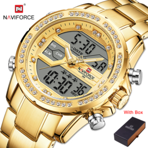 NAVIFORCE NF 9190 Brand Luxury Stainless Steel Sports Man Wristwatch - Gold
