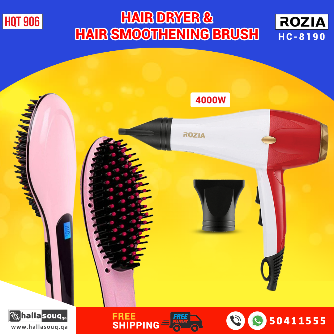Rozia HC-8190 Hair Dryer and HQ 906 Hair Smoothening  Brush Combo