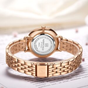 NAVIFORCE NF 5017 Women's Creative Diamonds 3D Dial Elegant Bracelet watch - Rose Gold White