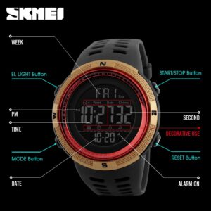 SKMEI SK 1251GDRD Men's Sports Watch LED Digital - Gold Red