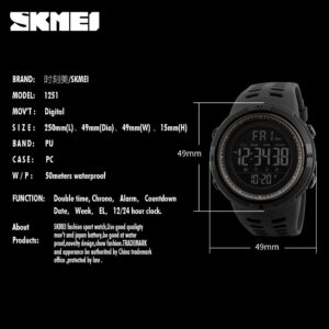 SKMEI SK 1251BK Men's Sports Watch LED Digital - Black