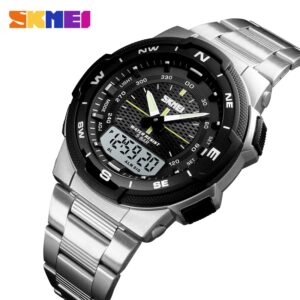 SKMEI SK 1370BKWT Men's Watch Stainless Steel - Black White