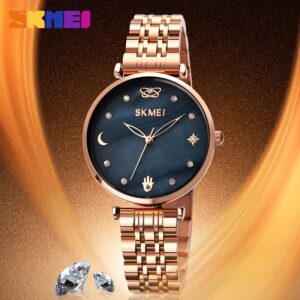 Skmei SK 1800RGBK Women's Watch Stainless Steel Simple Design - Rose Gold Black