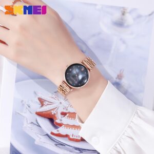 Skmei SK 1800RGBK Women's Watch Stainless Steel Simple Design - Rose Gold Black