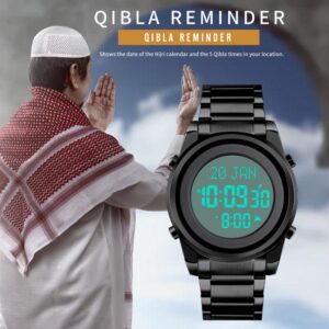 Skmei SK 1734BK  Islamic Prayer Watch with Qibla Direction and Azan Reminder - Black