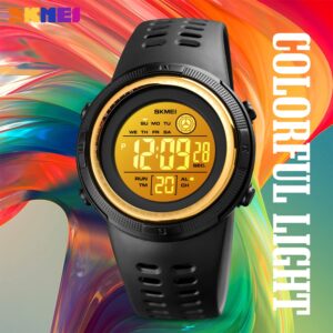 SKMEI SK 1773GDWT Unisex Sports watch Colorful Digital - Gold White