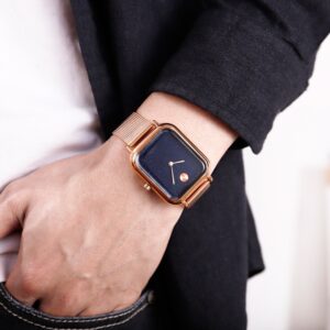 SKMEI SK 9187LRG Men's Square Watch Leather  - Rose Gold