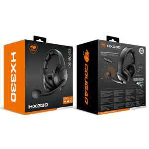 Cougar HX330 Headset, Noise Cancellation, 50mm Driver - Black