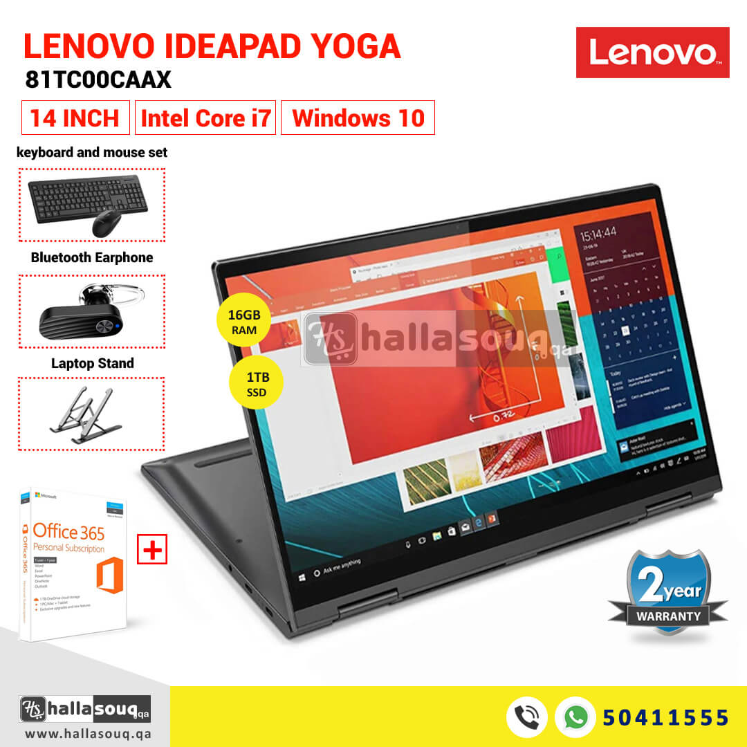 Lenovo Ideapad Yoga C740-14IML (81TC00CAAX) Intel Core i7-10510U,16GB RAM,1TB SSD,14" FHD,Windows 10+MS office 365 - Grey